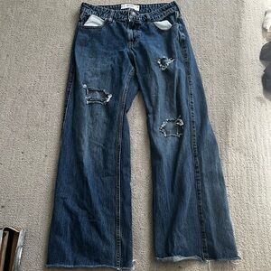 Hollister Dark Blue Distressed Flare Jeans